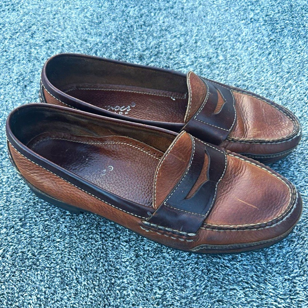 Marmous Handmade Mens 10.5 Brown Leather Penny Loafers Made Mexico Lug Sole